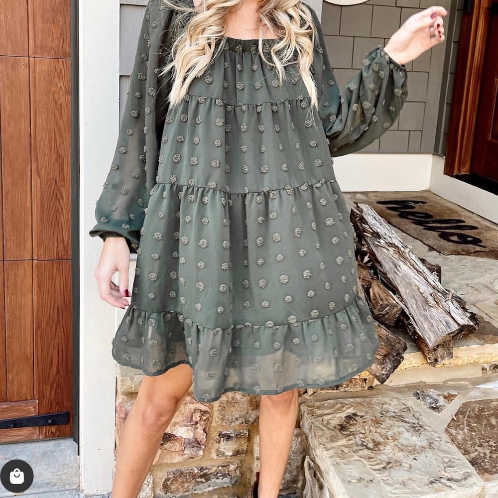 NWT Shop Dress Up Olive Tiered Dress